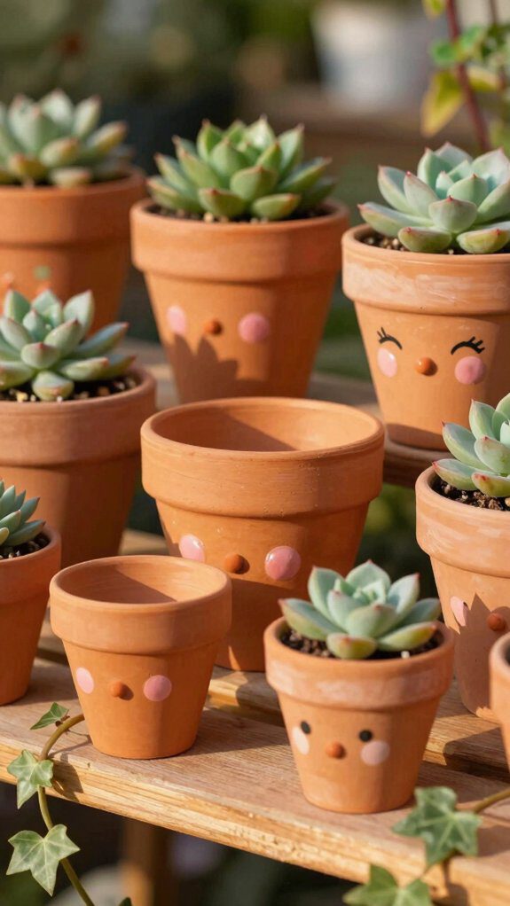 painted kawaii terracotta planters