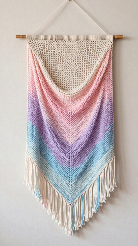 pastel ombre crochet wall hanging