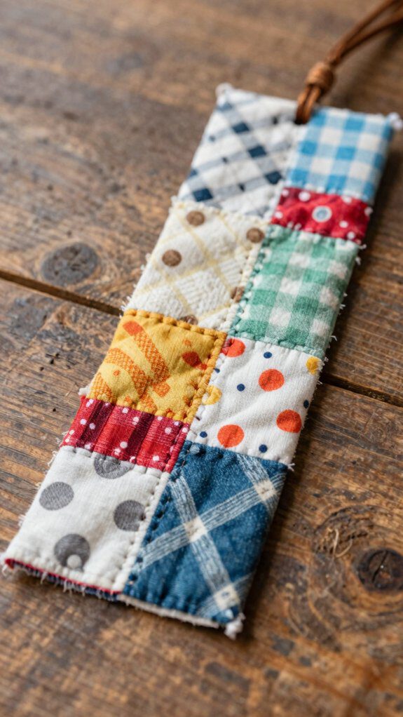 14 Fabric Bookmark DIY Free Pattern Ideas for Easy Sewing Projects 8 patchwork fabric bookmark creation