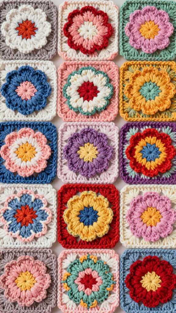 patchwork flower crochet layouts