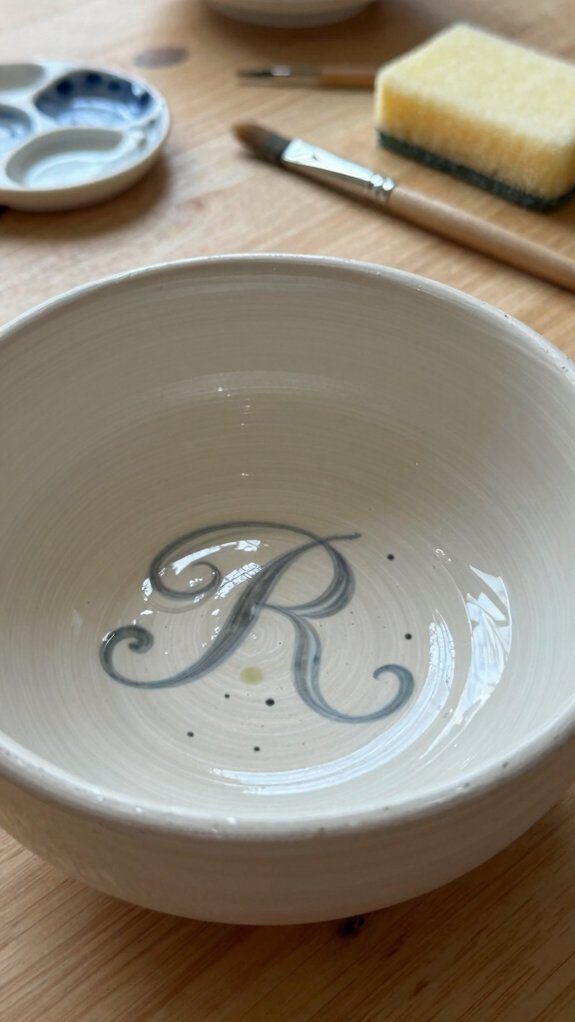 15 Easy Bowl Pottery Painting Ideas for Beginners 13 personalized name inside bowl