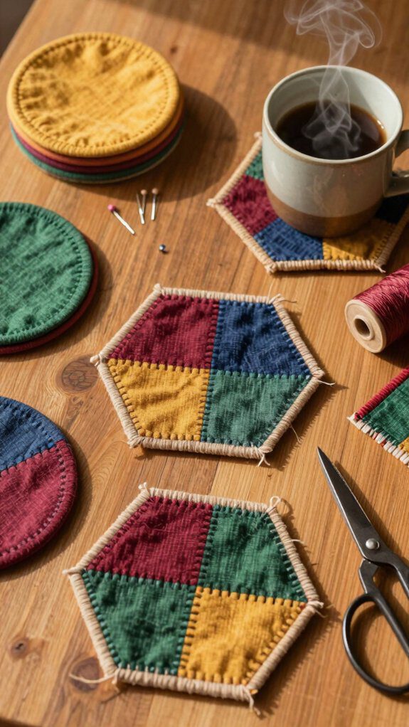 quick scrap flannel coasters