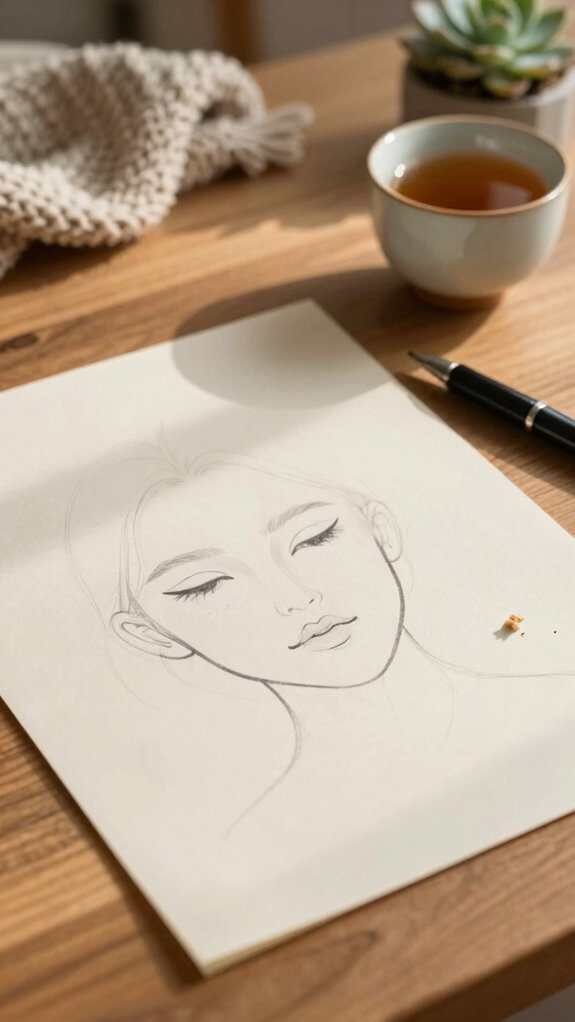 quiet focused minimal line sketching