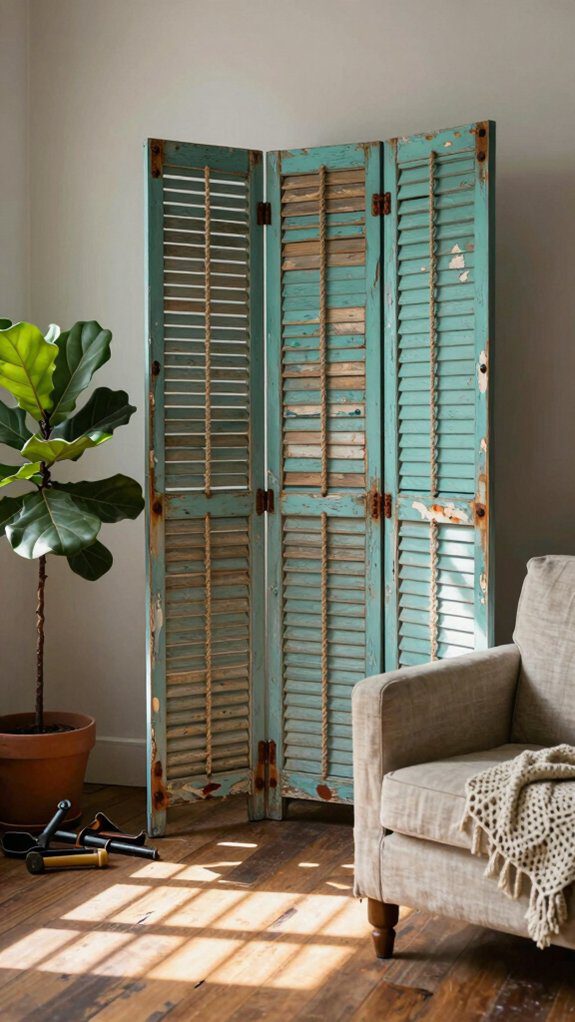 reclaimed shutter portable room divider