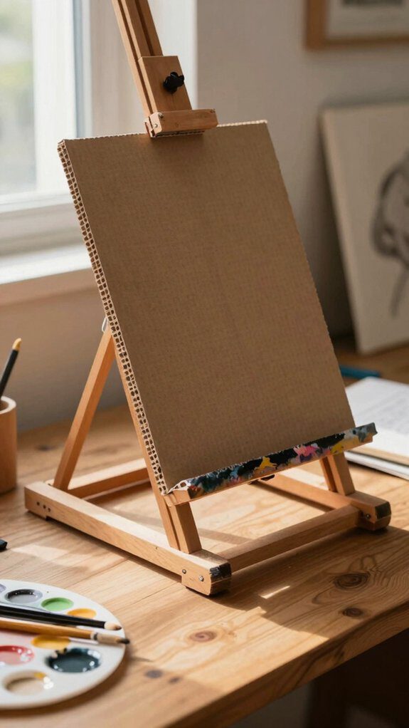 repurposed adjustable cardboard easel