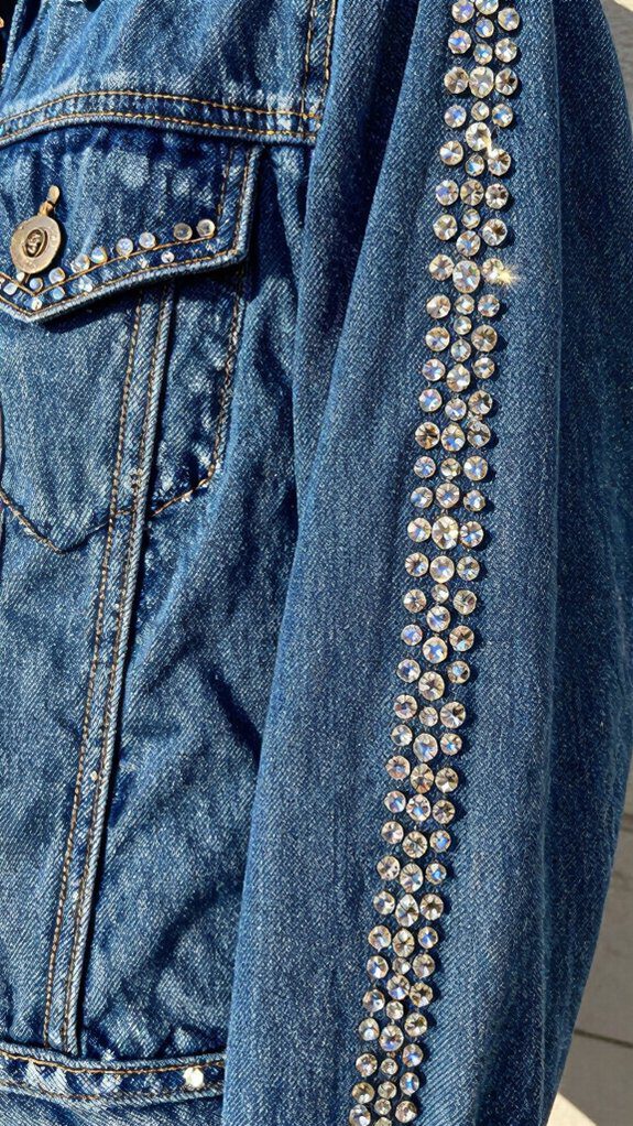 18 Easy Rhinestone Project Ideas That Add Instant Sparkle 7 rhinestone embellished denim jacket