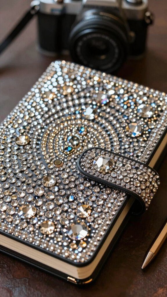 18 Easy Rhinestone Project Ideas That Add Instant Sparkle 17 rhinestone notebook cover diy