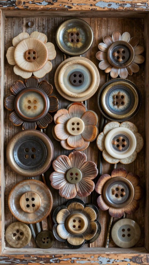 rustic button flower art