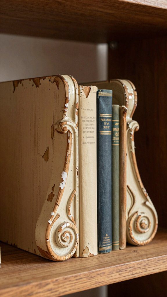 salvaged corbels as bookends