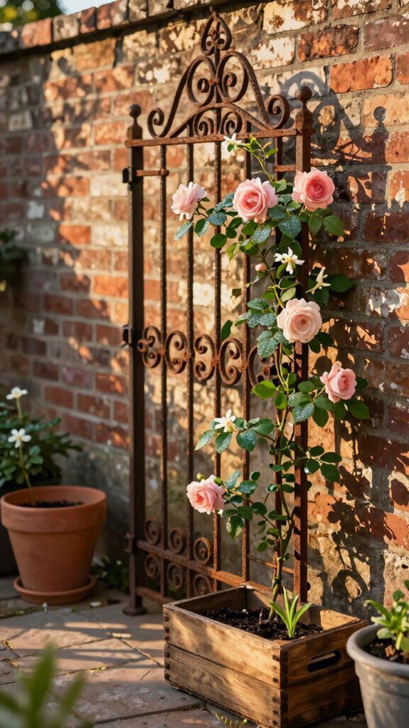 salvaged iron gate trellis