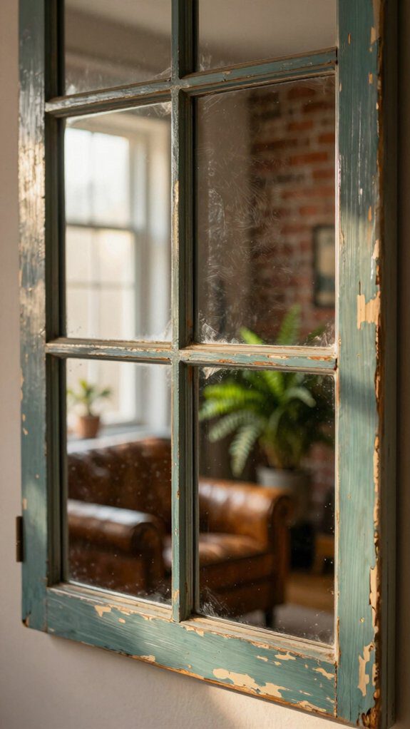 salvaged multi pane window mirror