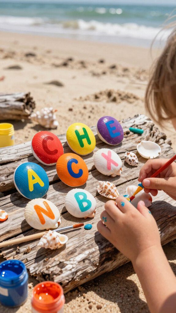 seashell letter and number painting
