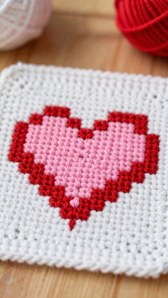 simple heart pixel crochet