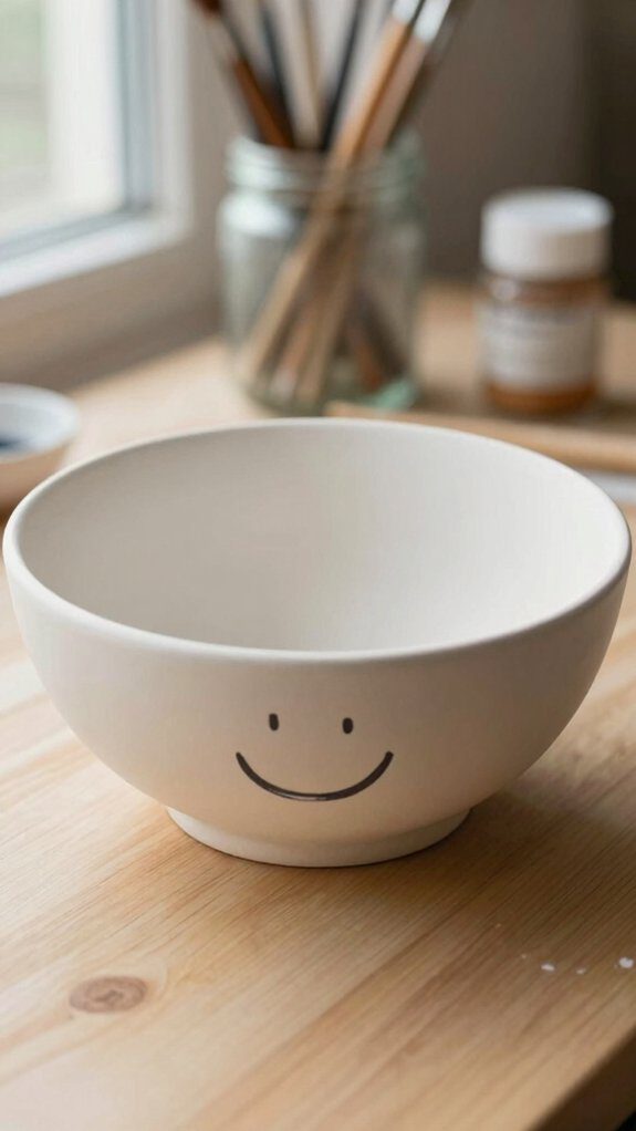 15 Easy Bowl Pottery Painting Ideas for Beginners 16 simple minimalist smiley bowl