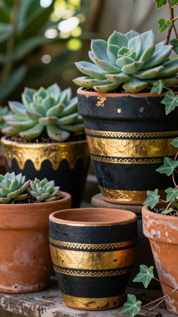 sleek black and gold planter