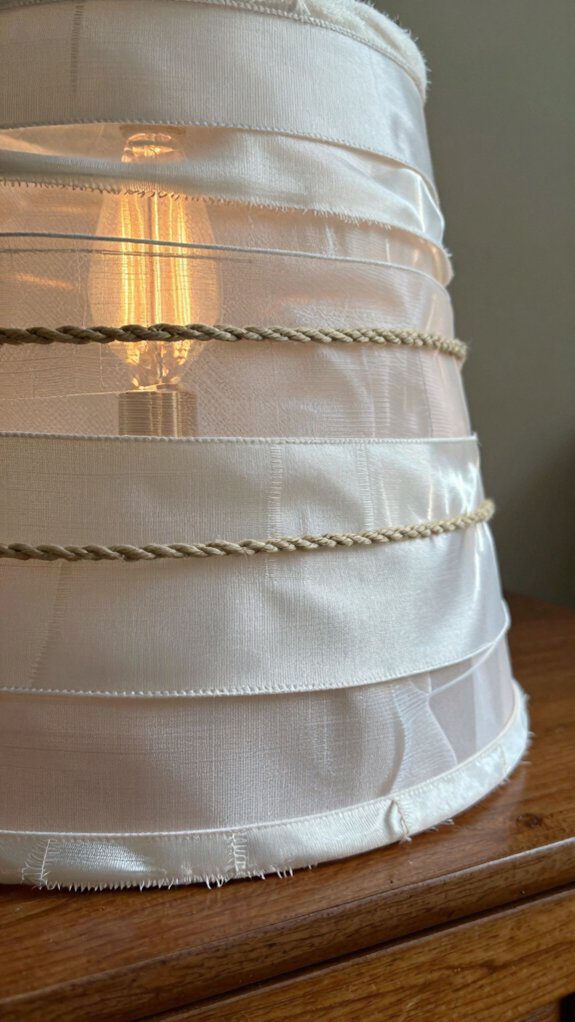 18 Upcycle Lampshade Ideas DIY Projects That Transform Any Room 19 stacked vertical metallic ribbontexture