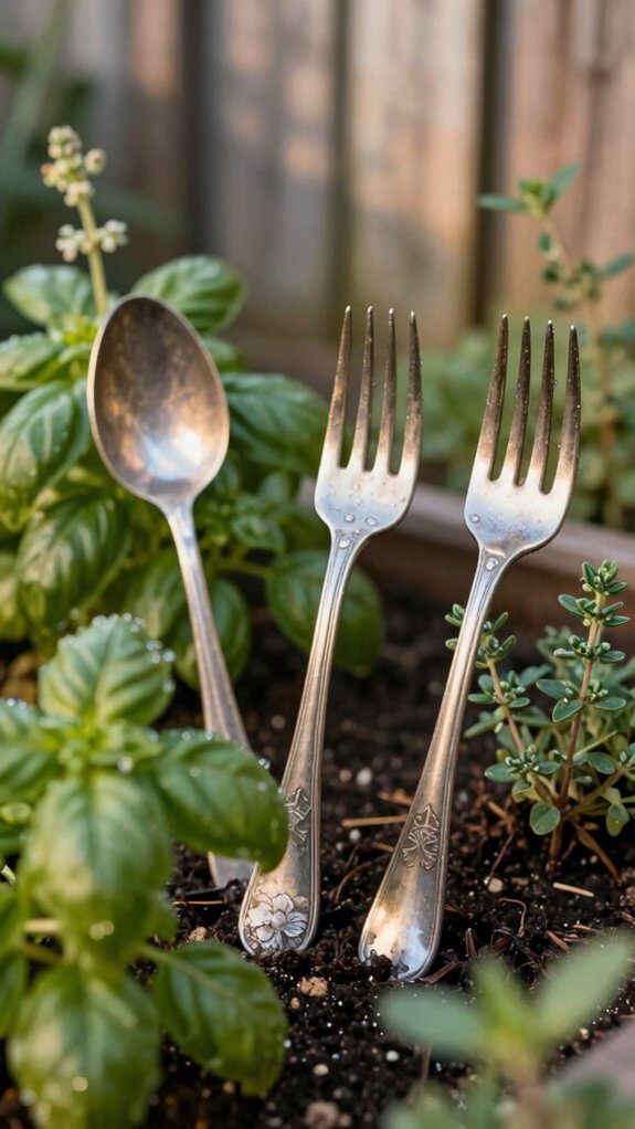 stamped silverware garden markers