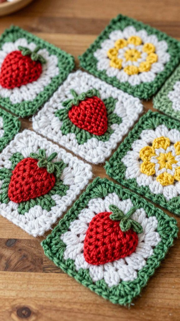 strawberry flower granny square