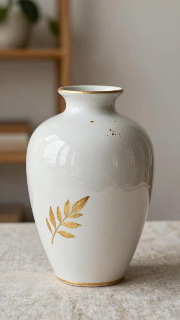21 Pottery Vase Painting Ideas for Creative Home Decor 11 subtle metallic gold accenting