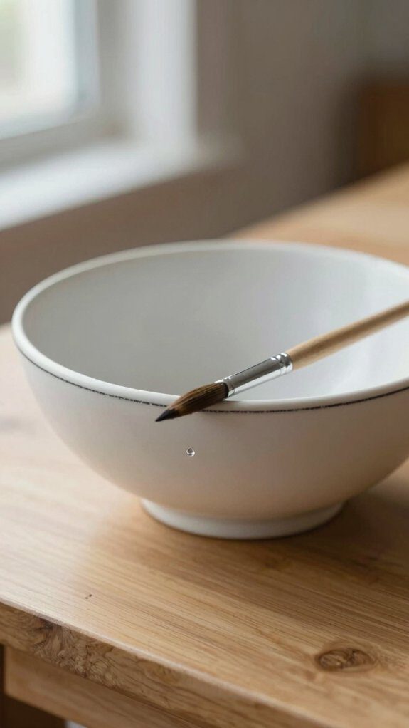 15 Easy Bowl Pottery Painting Ideas for Beginners 4 subtle metallic rim line