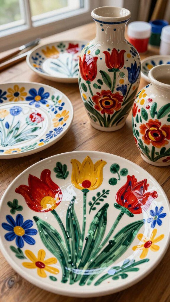 symmetrical folk floral patterns