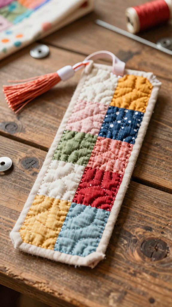 14 Fabric Bookmark DIY Free Pattern Ideas for Easy Sewing Projects 4 textured quilted fabric bookmark