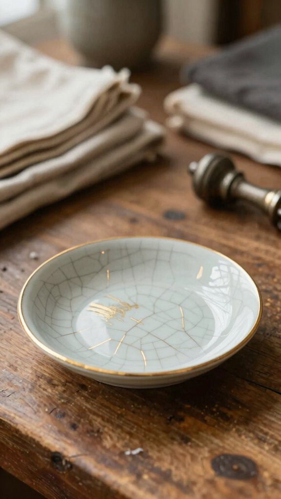 thrifted dish with goldtrim