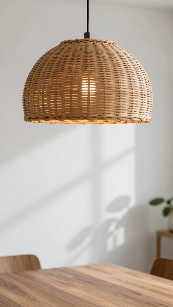 thrifted wicker basket pendant