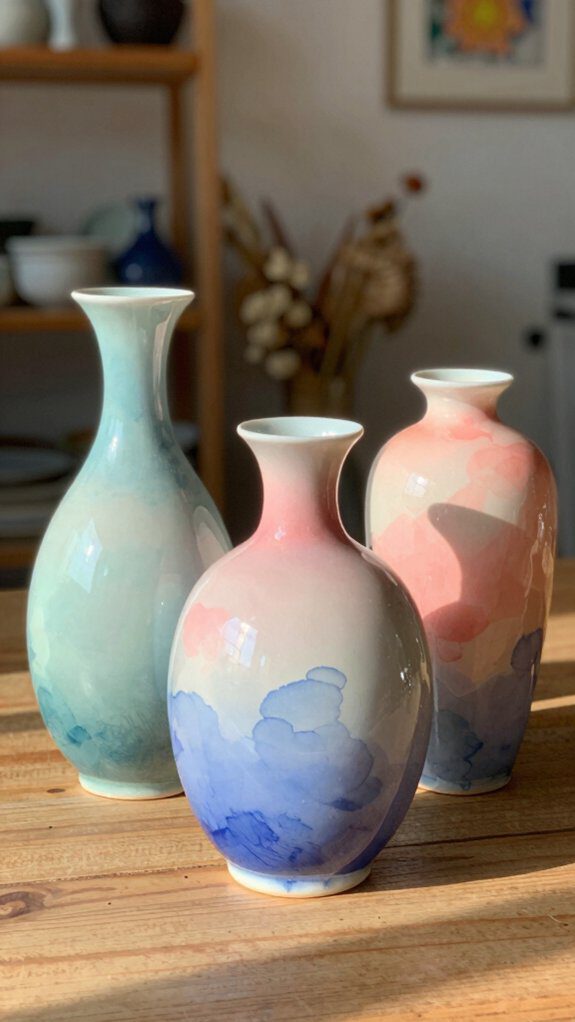 21 Pottery Vase Painting Ideas for Creative Home Decor 17 translucent layered watercolor wash