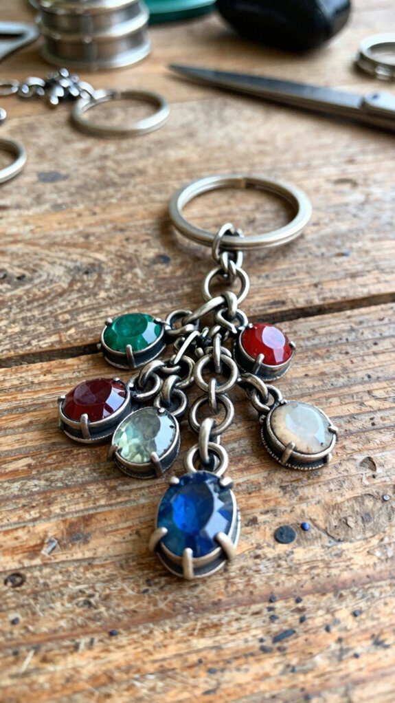 upcycle rings into keychains