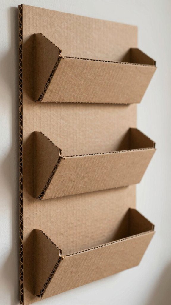 upcycled cardboard organizational wallboard