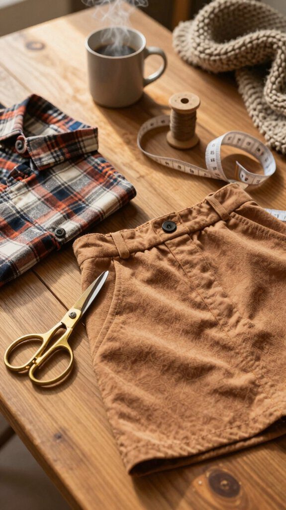 upcycled flannel button down skirt