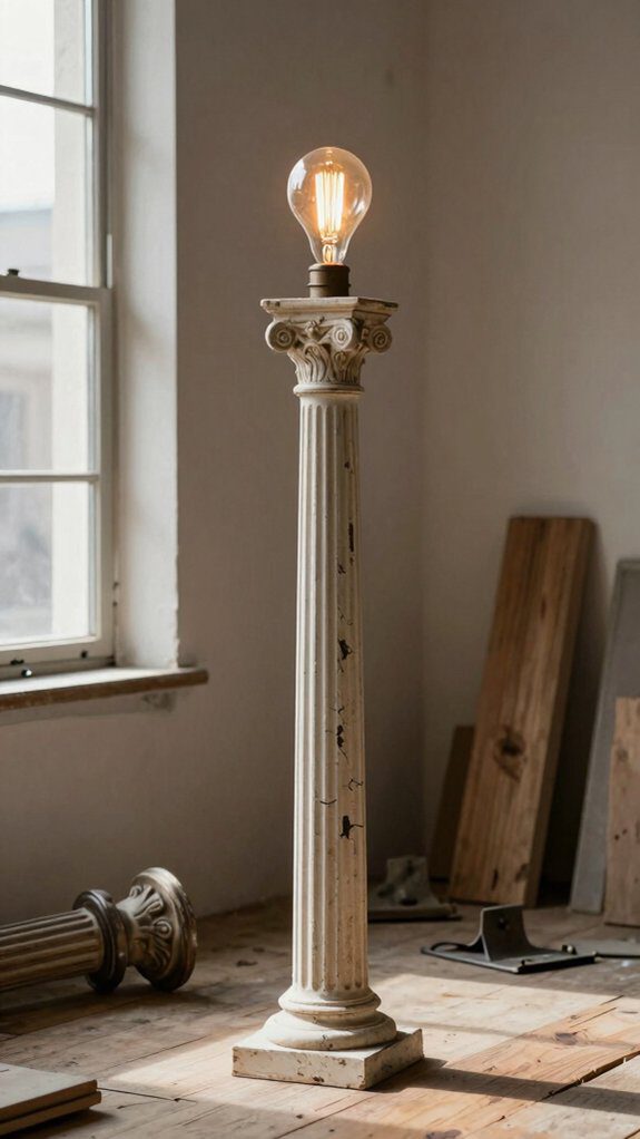 upcycled porch column floorlamp