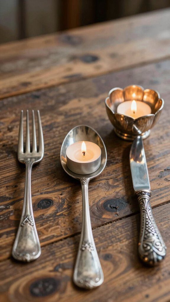 upcycled vintage spoon candleholders
