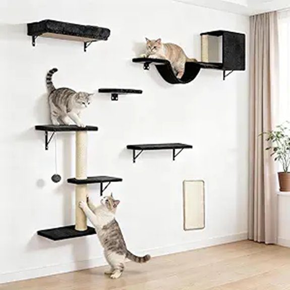 10 Best Cat Wall Shelves for a Happier, Higher-Up Kitty 6 6-in-1 Black Cat Wall Shelves Furniture Set
