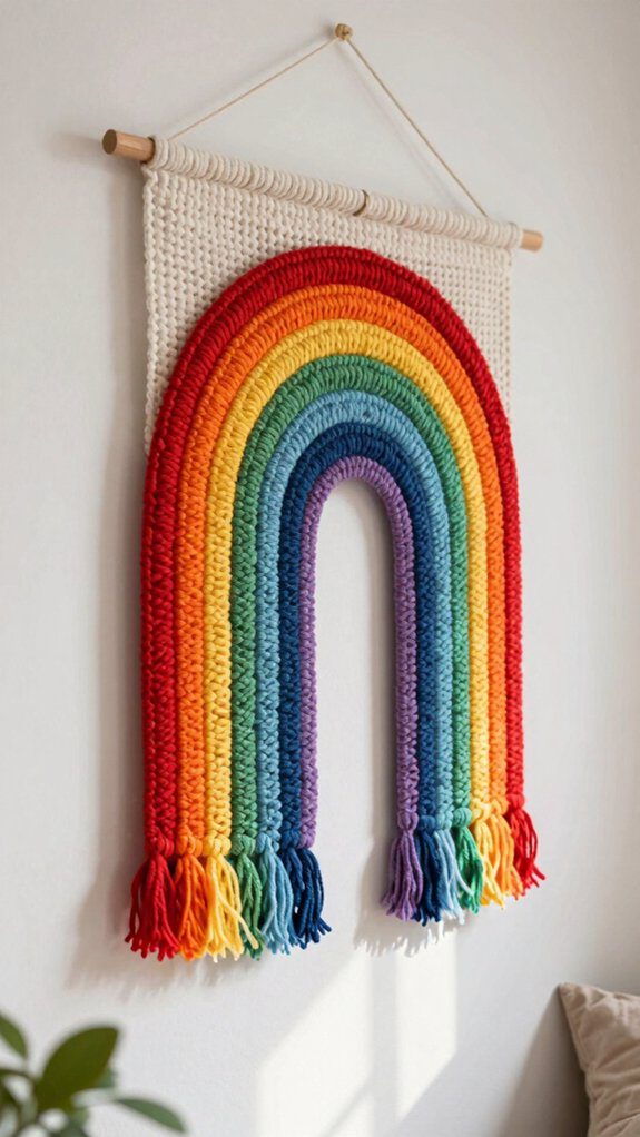 vibrant rainbow wall hanging