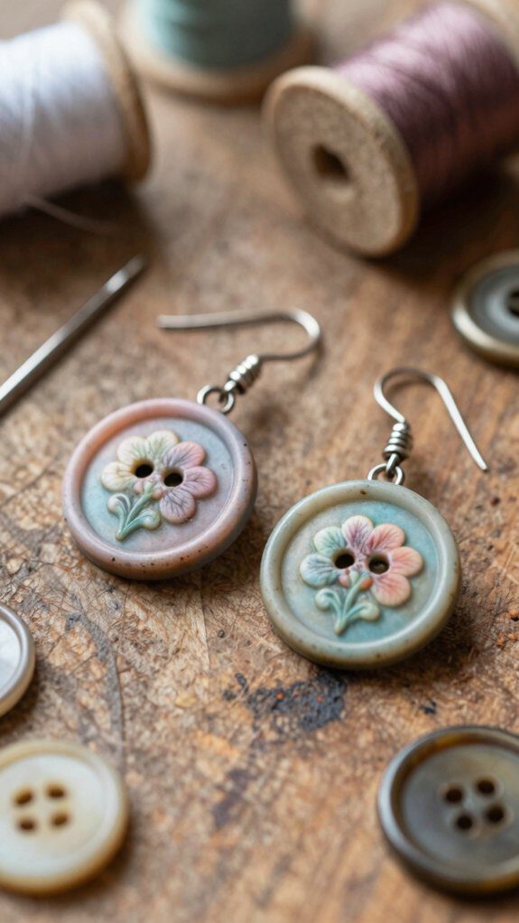 vintage button earring crafting