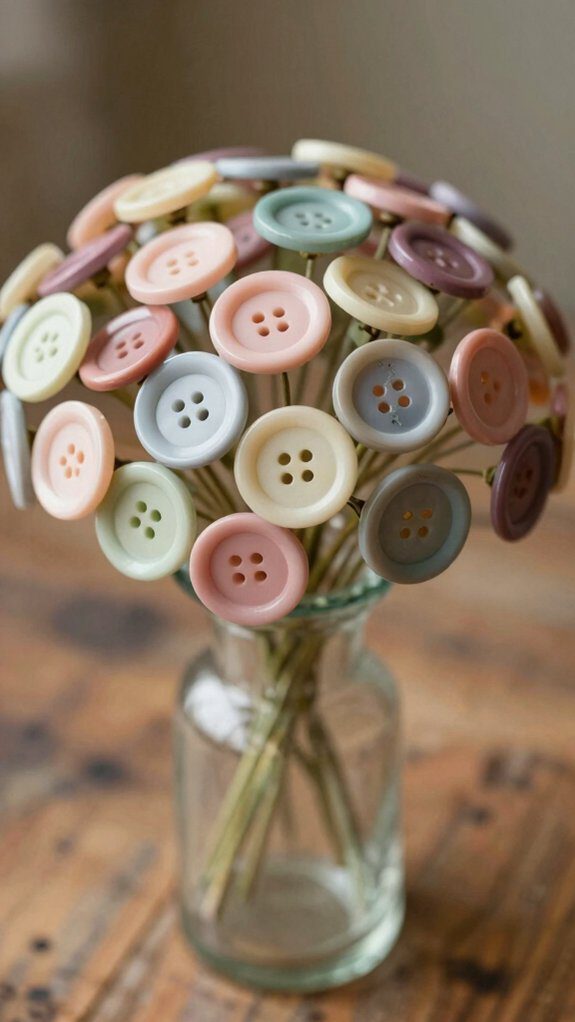 vintage button flower arrangement