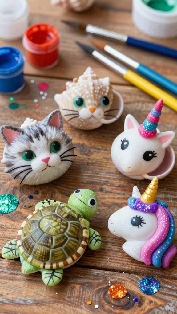 whimsical seashell animal painting