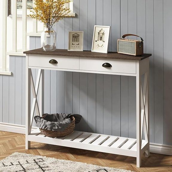 15 Best Farmhouse Furniture Pieces That Bring Cozy Charm Home 6 white farmhouse console table