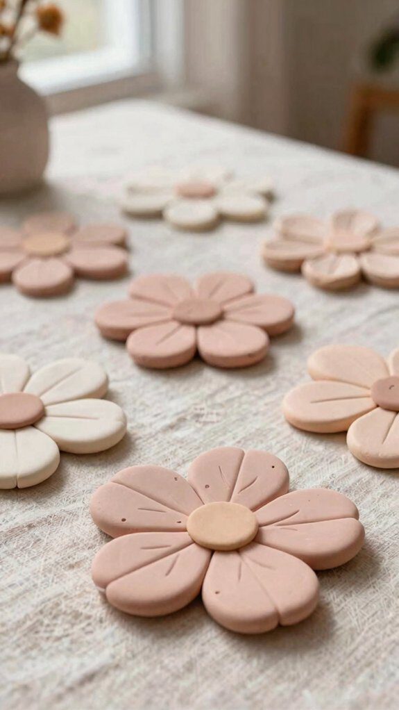 air dry clay flower coasters