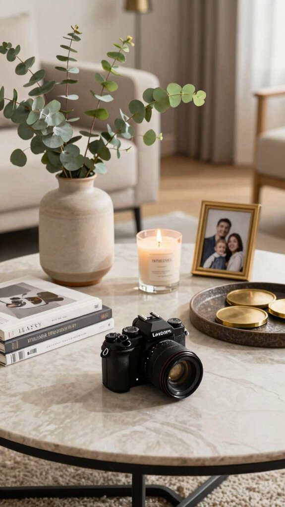 14 Coffee Table Decor Ideas for a Stylish Living Room Setup 15 anchored heirloom display with trays