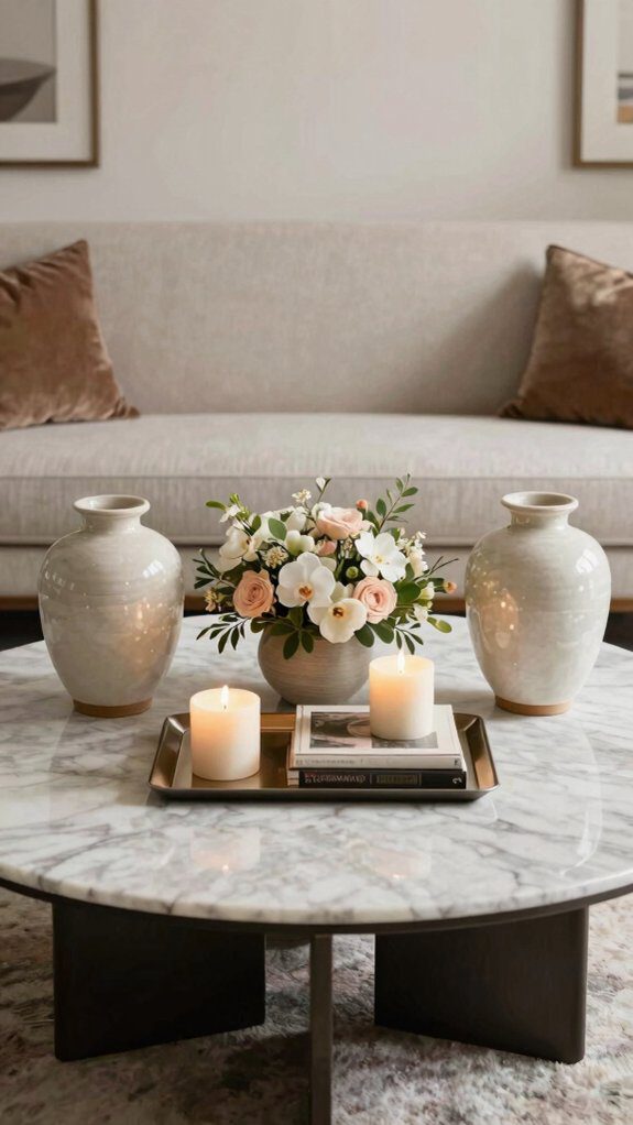 14 Coffee Table Decor Ideas for a Stylish Living Room Setup 12 balanced paired centerpiece styling