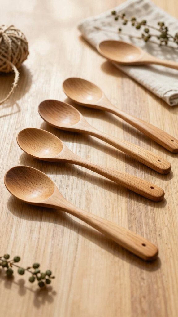 batch carved maple and cherry spoons