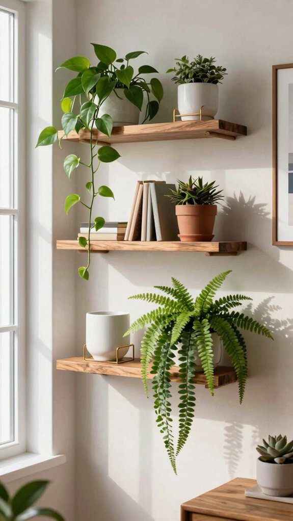 bathroom friendly trailing plant shelves