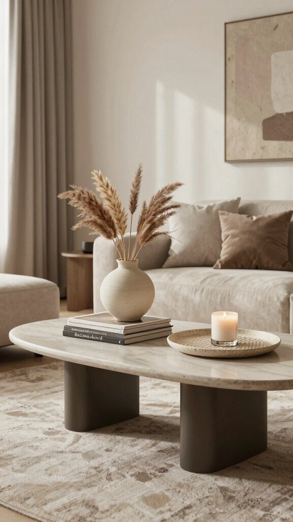 beige earthy minimalist table vignette