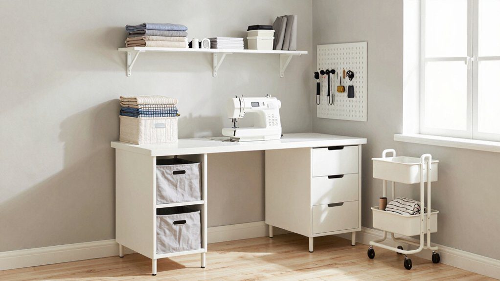 bright compact organized sewing space