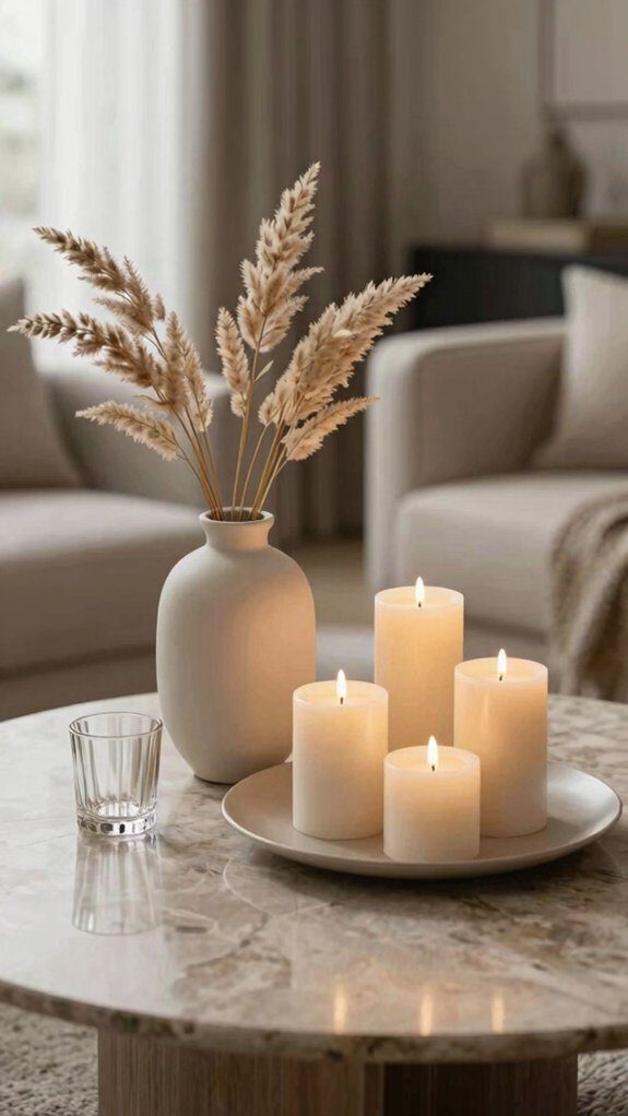 14 Coffee Table Decor Ideas for a Stylish Living Room Setup 4 candle and vase styling