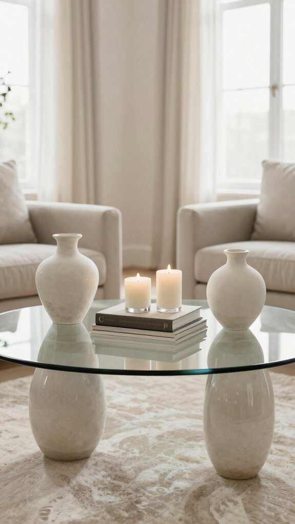 centered mirrored vignette with trays