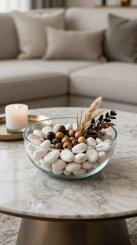 clear bowl seasonal succulent vignette